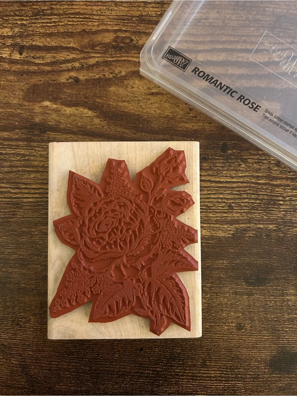 Stampin' Up! “Romantic Rose” 1998 Vintage Wood-Mount Rubber Stamp
